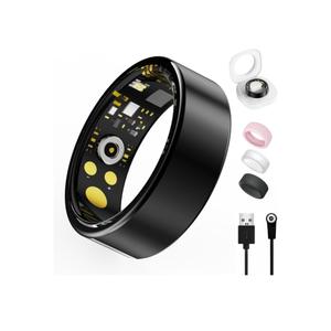 Smart Ring for Women Men, Health Tracker with Heart Rate/Blood Oxygen/Blood Pressure/Sleep Monitoring/Step Counting, IP68 Waterproof Fitness Ring (Black, 9#)