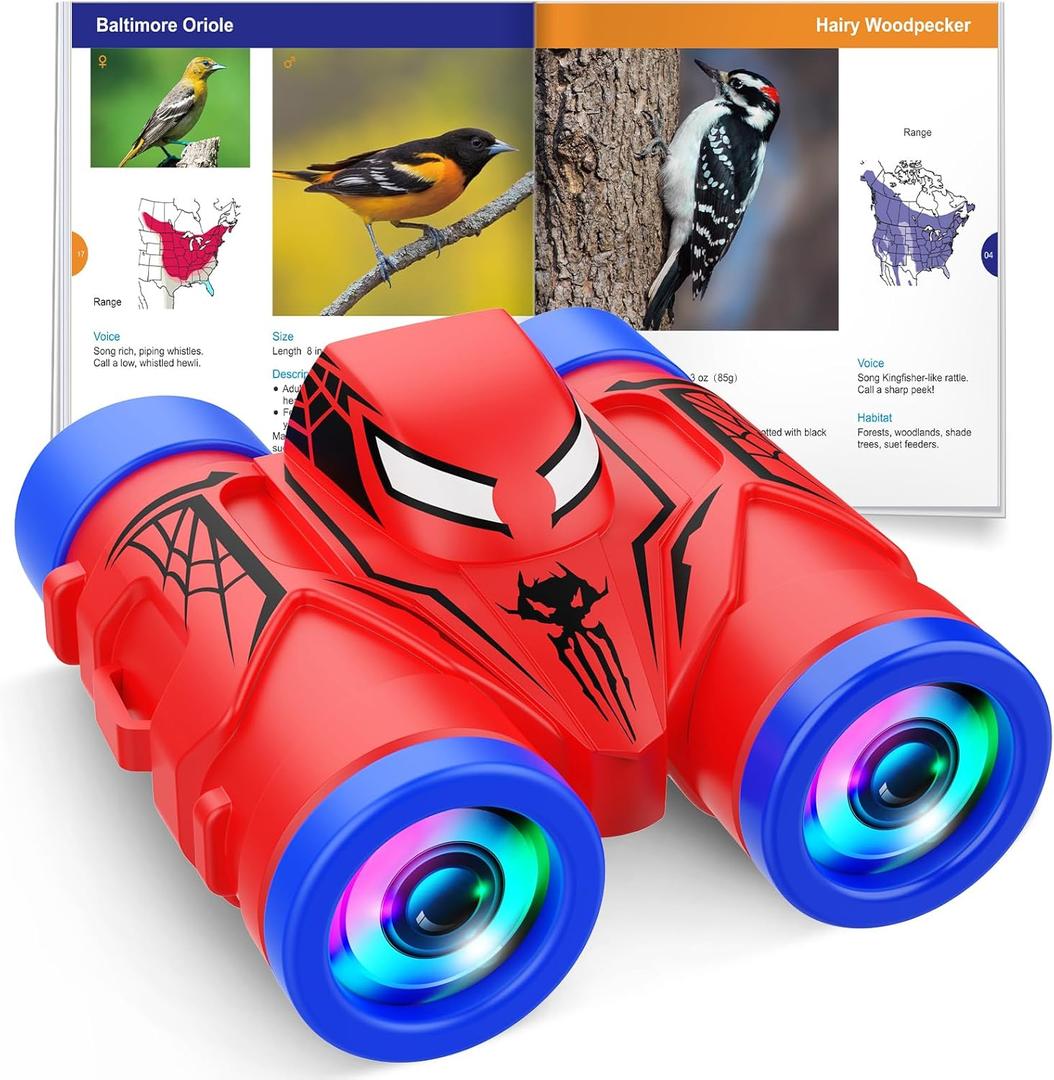 JovialToyz Binoculars for Kids Ages 3-8 Boy Binoculars Toys with Compass & Bird Watching Manual, Christmas Birthday Gifts for 3 4 5 6 7 8 Year Old Boys Girls Age 4-6 6-8 Toddler Outdoor Camping Toys