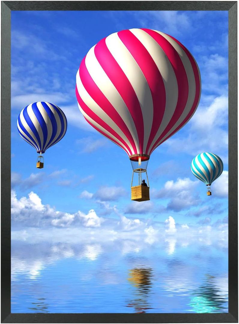 Mxtallup 15x24 Picture Frame Solid Wood Poster Frame for Wall 15x24 Photo Frames Family Black (T22B1524)