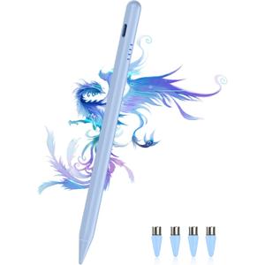 Stylus Pen for Android Tablet/Phone Pom Tips Fast Charge Stylus Pen for iPhone Magnetic Active Pencil Compatible with Samsung A9+, iPhone, Lenovo and Other Android Smartphone and Tablet Devices-Blue