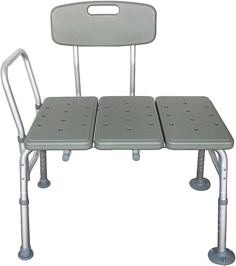 Winado Tub Transfer Bench for Bathtub with Backrest & Armrest, Supports up to 330 lbs Aluminium Alloy Bath Chair, Gray