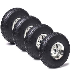 (4 Pack) AR-PRO 10" Heavy-Duty Replacement Tire and Wheel - 4.10/3.50-4" with 10" Inner Tube, 5/8" Axle Bore Hole, 2.2" Offset Hub and Double Sealed Bearings for Hand Trucks and Gorilla Cart (Silver)