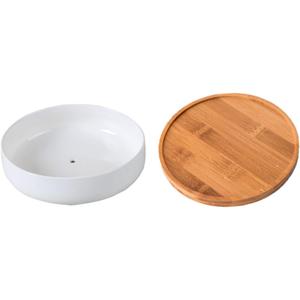 Sosoport Bamboo Tray for Ceramic Plant Pot Flower Pot Tray Heavy Duty Saucer Protects Tabletop for Garden Decor Home Office