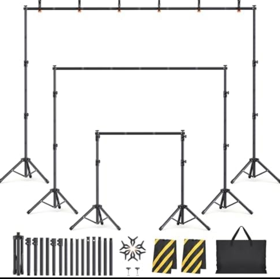 Eocnrhe Backdrop Stand Kit - 6 Widths, 10x7.5ft Adjustable Background Stand for Parties & Studio Photography