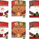 Christmas Themed Chair Covers, Animal Print, Anti-Wrinkle, 6 Pcs, Dining-Chair-Slipcovers, Chair Covers, Chair Cover
