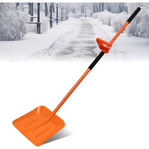 Snow Shovel for Driveway, Large Capacity Snow Shovels with 69 Inch Long Adjustable Metal Handle & Ergonomic Assisted Back-Saving Tool for Car, Outdoor, Emergency