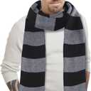 Scarf for Men, Black and Gray Striped Mens Scarf Winter Halloween Costume Accessories for Men