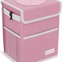 K KNODEL Waterproof Car Trash Can with Lid, Leak-Proof Garbage Bag, Hanging Bin for Women (Pink, Medium)