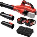 Cordless Leaf Blower 800CFM - Electric Leaf Blower Lightweight with 2 x 4.0Ah Battery & Dual Socket Charger & 3 Tubes & 6 Speeds & Turbo Mode for Lawn Care Patio Yard Roof Garage Dust Snow