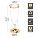 I00000 Gold Champagne Flutes 50 PACK, 5 Oz Disposable Champagne Glasses, 2-Piece Plastic Toasting Glasses for Celebration, Wedding or Parties