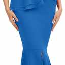 Evening Gowns for Women Formal Off Shoulder Wedding Guest Party Dress Elegant Short Sleeve Split Long Cocktail Dresses (Small, 539 Lake Blue)