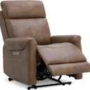 Leather Recliner Chair for Adults Wall Hugger RV Recliner with USB Charging Ports Electric Power Reclining Sofa for Living Room Home Theater Seating Bedroom (Brown)