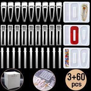 MOUGIGI 63PCS Resin Molds DIY Hair Clip Jewelry Casting Mold,hair Clips Mold for Hair Pin Making, Hair Pin Silicone Molds for Epoxy Resin Crafts