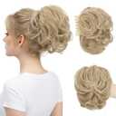Claw Clip Short Ponytail Messy Bun Hair Piece Bendable Hair Branch Extensions Fluffy Wavy Curly Synthetic Versatile Dirty Blonde Hairpieces