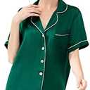 LEPTON 100% Mulberry Silk Short Sleeve Pajama Set, Green, Size L