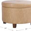 HomePop 24" Large Leatherette Storage Ottoman - Sand Faux Leather, 24"D x 24"W x 17"H