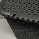 Mind Reader 40L Slim Laundry Hamper, Clothes Basket, Lid, Wicker Design, Plastic, 18"L x 10.4"W x 23.5"H, Black