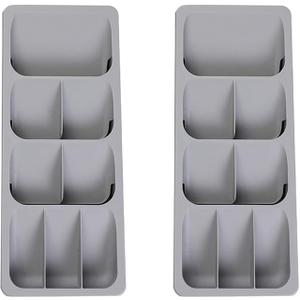 Faridabio Silverware Drawer Organizer Set of 2, Expandable Cutlery Tray for Kitchen, Adjustable Utensil Tray Cutlery Holder, Compact Plastic Storage for Spoons Forks Knives, Grey