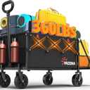 360LBS Heavy-Duty Wagons Carts Foldable 120L Collapsible Wagon Cart with Wheels and Tailgate, Folding Utility Wagon Carts for Groceries, Outdoor Camping, Shopping, Beach, Garden (Black)