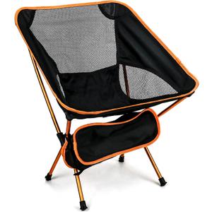 QWORK Ultralight Portable Camping Chair with Triangular Stability – Aluminum Alloy Frame, Ripstop Polyester Seat, Plastic Joints, 330 lbs Capacity – for Fishing, Camping, Hiking and Backpacking Orange