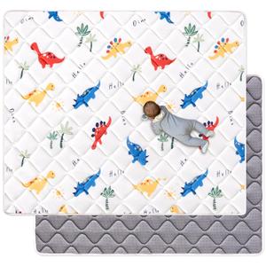 Premium Foam Baby Play Mat 79" X 71", Extra Large Activity Playmats for Babies,Toddlers, Infants, Soft Thicker Sponge Baby Mat for Floor, Play & Tummy Time, Machine Washable for Easy Care (79"L x 71"W x 0.8"Th, B- Fun Dinosaur)
