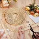 BENECREAT 13.12 Yards Wheat Straw Ribbon for Hat Making, 0.83 Inch Wide Straw Braid Ribbon for Hat Making DIY Craft Accessories, Blanched Almond Color