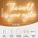 The World Is Your Oyster Neon Sign, USB Powered Dimmable Decorative Neon Light for Home Bedroom Living Room Office Wall Table Decor Inspirational Quote Light Up Sign 20.1 x 13.4 In