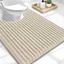OLANLY Toilet Rugs U Shaped 24x20, Thick Soft and Absorbent Chenille Contour Bath Mat, Non-Slip Rubber Backing, Machine Washable Quick Dry Toilet Mat, Home Decor Accessories, Sand