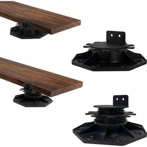 10-Pack Adjustable Deck Support Pedestal for Floating Deck Platform, Height Adjustment Range from 1-3/16" to 2-3/8", Black, Durable Deck Blocks, Easy Installation, Versatile Use