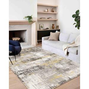 vivorug 8x10 Area Rugs, Stain Resistant Washable Rug for Living Room, Boho Vintage Inspired (Grey/ Medallion, 8'x10')