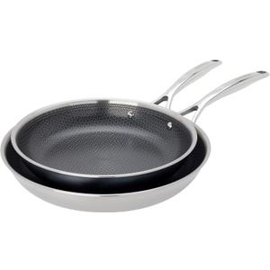 Henckels Paradigm Stainless 2pc Fry Pan Set, Tri-Ply Ceramic Nonstick Skillet, Non Toxic Induction Fry Pan, Egg Pan, Omelet Pan, Metal-Utensil & Dishwasher Safe