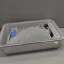 Stainless Steel Litter Box | XL Enclosed Cat Litter Boxes with Lid for Big Cats | High Sided, Anti-Urine Leakage | Non-Stick Bottom & Includes Litter Mat & Metal Scoop 23"L x 15"W x 11"H
