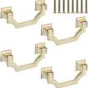 Geesatis 4 Pack Gold Cabinet Pulls, 2.5" Hole Center Solid Zinc Alloy Drawer Handles - Anti-Tarnish & Rust-Proof for Kitchen, Dresser, Drawer, Cupboard, Door with Mounting Screws