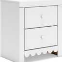 Signature Design by Ashley Mollviney Minimalist 2 Drawer Nightstand with USB Ports, 24.25" Tall, White