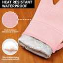 Hovico Silicone Oven Mitts, Heat Resistant 500F Kitchen Mitts 2PCS, 11.6" BPA-Free Soft Baking Gloves, Non-Slip Grip Oven Gloves with Soft Cotton Lining for Kitchen Cooking Baking BBQ - Pink