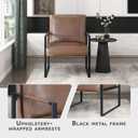Lexicon Modern Accent Chair, Faux Leather Upholstered Living Room Chair with Wrapped Armrests, Arm Chair with Black Metal Frame, Comfy Single Chair for Living Room/Bedroom/Reading Room/Office, Brown