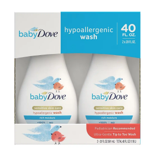 Baby Dove Sensitive Skin Care Baby Wash For Baby Bath Time Rich Moisture Tear-Free and Hypoallergenic, 20 oz, 2 Pack