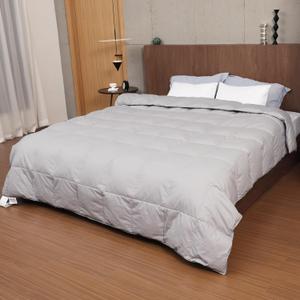 All season Luxurious 50Oz fill weight grey duck down comforter queen size, 100% Organic cotton cover, Fluffy Hotel Collection down Duvet Insert with high rich down&down fiber filling 90x90 Inch