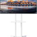 BONTEC Mobile TV Stand with Tilt Function, Rolling TV Cart for 3285 Inch LED LCD OLED Flat & Curved TVs, Portable Stand with Laptop Shelf, Locking Wheels, Max VESA 600x400mm, 121 lbs Capacity, Beige