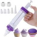 JAYVAR Dessert Decorating Syringe Set, Icing Dispenser Tool, Dessert Decorator Pro with 7 Icing Nozzles for Pushes Icing to Decorate Baked, Cake Decorating Gun for Frosting Cream to Make Cupcakes