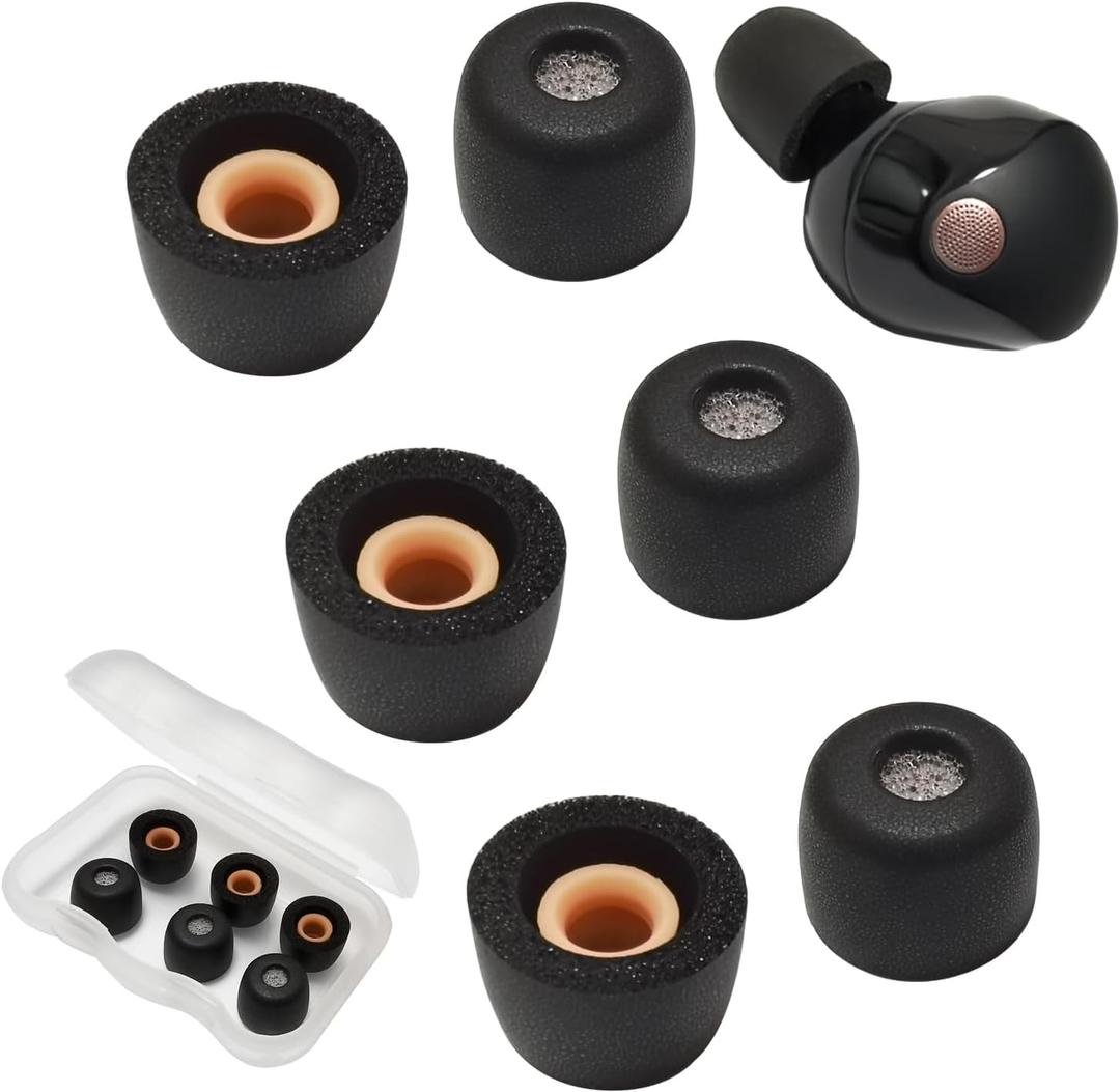 Luckvan Memory Foam Eartips for Sony WF-1000XM5 Cotton Filter Earbuds Tips for WF-1000XM5 WF-1000XM4 fit in Case Small Ear Tips 3 Pairs Black