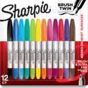 Sharpie Brush Twin Permanent Markers Brush Tip Marker and Ultra Fine Tip Marker Assorted 12 Count