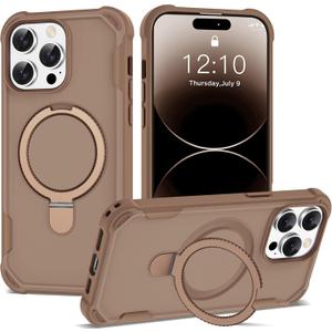 Compatible with iPhone 14 Pro Max Case 6.7'' with Magnetic Ring Stand [Military Drop Protection][Compatible with MagSafe] Shockproof 14 Pro Max Phone Case for Men Wowen,Brown