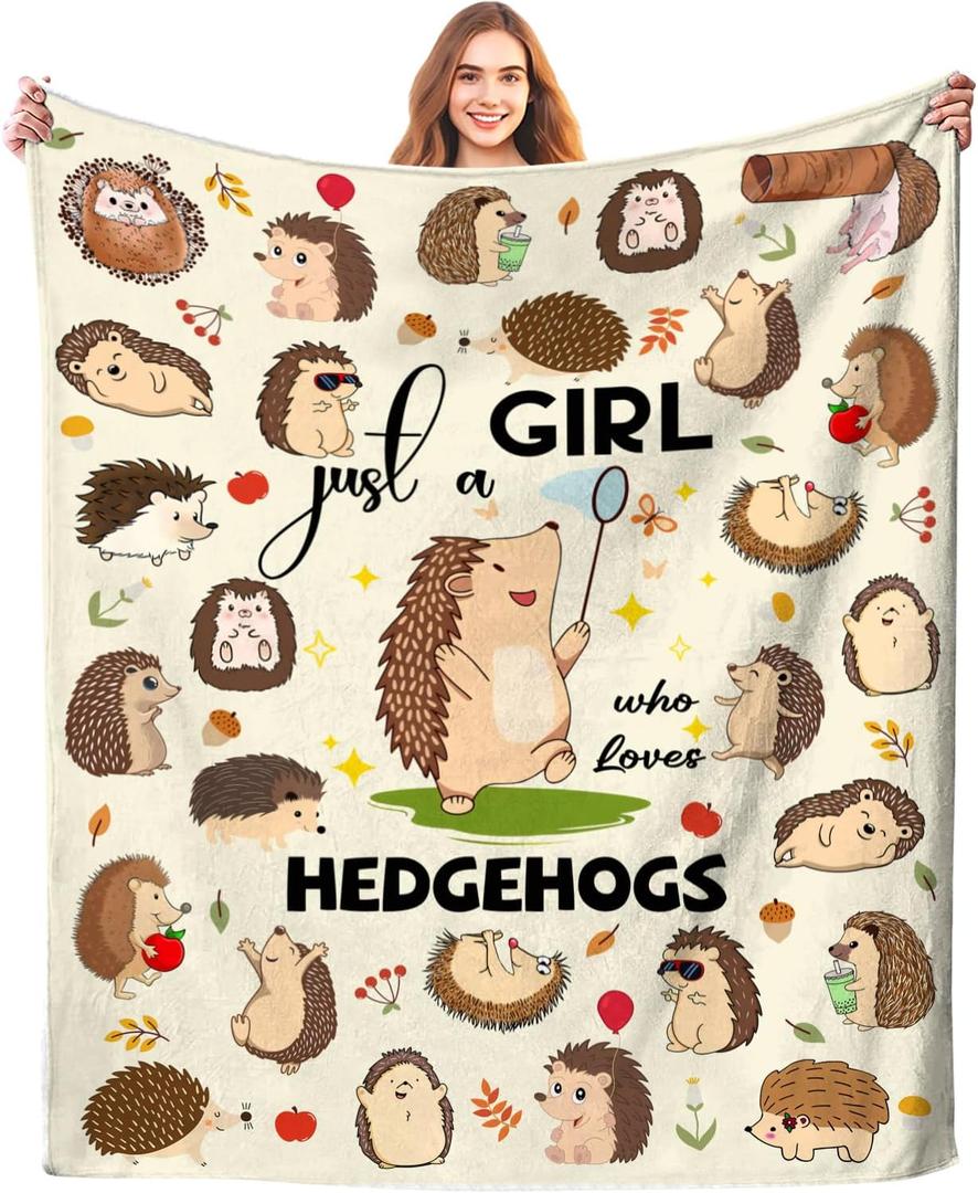 Hedgehog Blanket Soft Comfy Flannel Hedgehogs Throw Blankets Bedding Decor Hedgehog Lovers Gifts for Women Girls Kids Adults 50"X40"