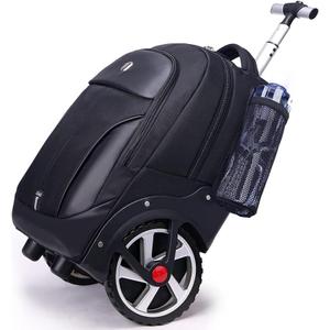 WMHYLYH Rolling Backpack with Wheels, Waterproof Backpack with Large Wheels for Business and Travel Commuter, Carry on Backpack with Laptop Compartment for Women and Men Adult (Black, 20inch)