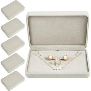 Bucherry 6 Pcs Large Jewelry Set Box Necklace and Ring Earring Pendant Gift Box Flannelette Jewelry Gift Box Jewelry Case for Traveling (Gray)