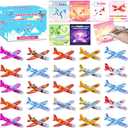48 pcs Valentines Day Cards for Kids School with Foam Airplane Gliders Toys Boys Girls School Classroom Exchange Gifts Party Favors Bulk Treats Prizes Goodie Bag Stuffers
