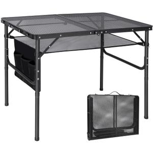 RedSwing Folding Grill Table,Aluminum Portable Grill Stand Table for Outdoor Camping Picnic BBQ Lightweight, Adjustable Height, 36''x24''x16/28'', Black