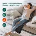Snailax Massage Mat with Heat, Back Massage Pad for Bed, Chair, 10 Motors Vibrating Massage Mattress Pad with 2 Heating Pads for Back, Full Body Massager