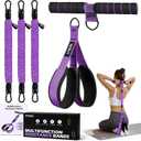 3 x Multifunctional Portable Pedal Resistance Band with Handle for Women - 3 Adjustable Tubes for Core(30/40/50LB), Abs, Arm & Leg Workouts | Home Gym Equipment